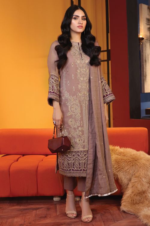 AlKaram PC-28-21-3 Dusky Pink Premium Collection 2021 – Sara Clothes