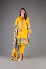 Bareeze Printed Pr974 Yellow Dress