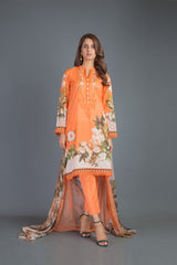 Bareeze Printed Pr860 Orange Dress