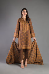 Bareeze Printed Pr951 Brown Dress