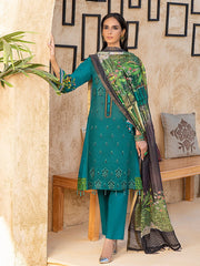 Salitex Green Ocean 3pc Lawn Embroidered Front With Lawn Printed Back Sleeves With Monar Dupatta Dyed Cambric Trouser Rococo Wk 00670b Summer Collection 2021