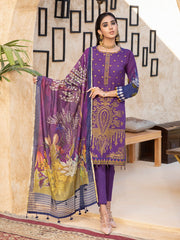 Salitex Sparkling Purple 3pc Lawn Embroidered Front With Lawn Printed Back Sleeves With Monar Dupatta Dyed Cambric Trouser Rococo Wk 00671a Summer Collection 2021