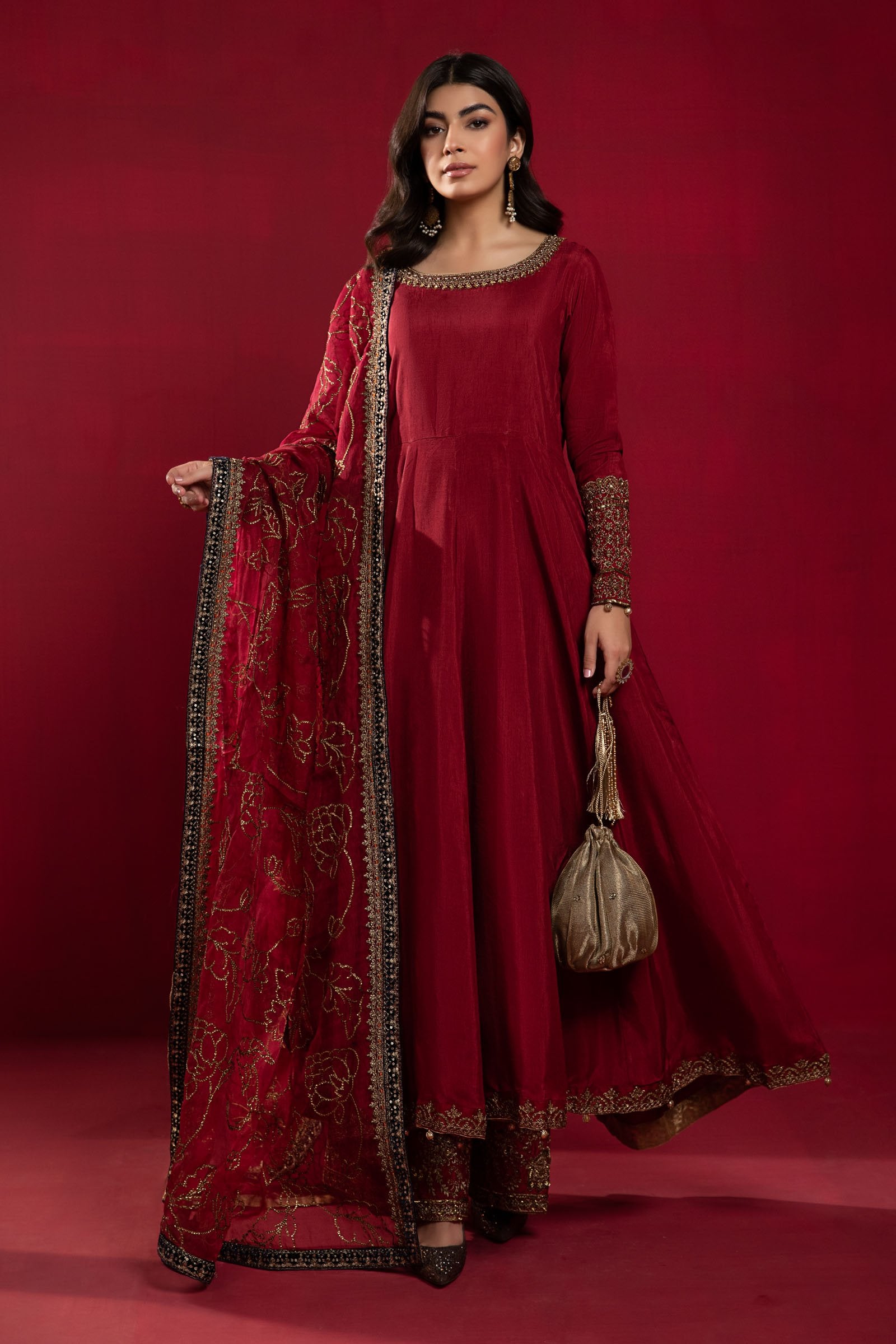 Maria B Suit Red SF-W22-19 Evening Wear Formal Wear 2022 Sara Clothes Maria B Suit Red SF-W22-19 Evening Wear Formal Wear 2022 Sara Clothes