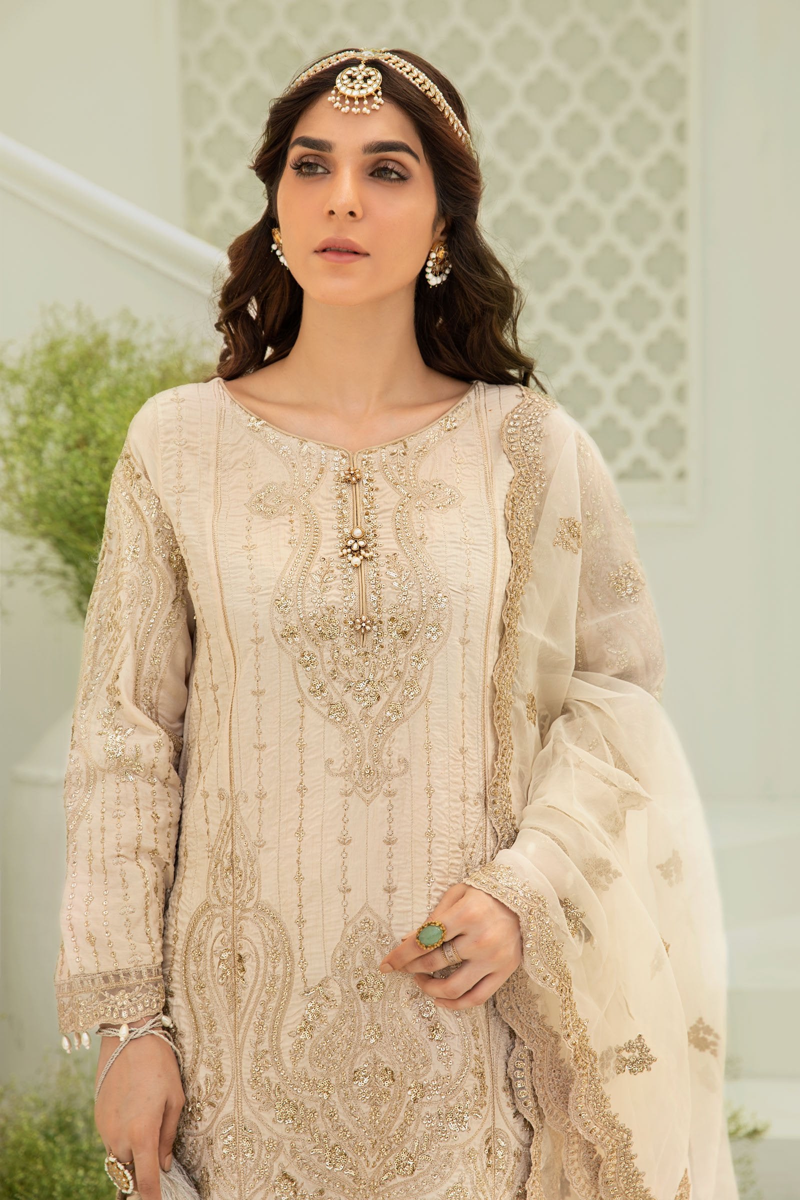 Maria B Suit Off White SF-W22-21 Evening Wear Formal Wear 2022