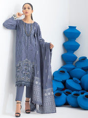 Salitex Mid Grey 3pc Embroidered Jacquard Shirt With Lawn Jacquard Dupatta Dyed Cambric Trouser Signature Series Wk 00764 Summer Collection 2021