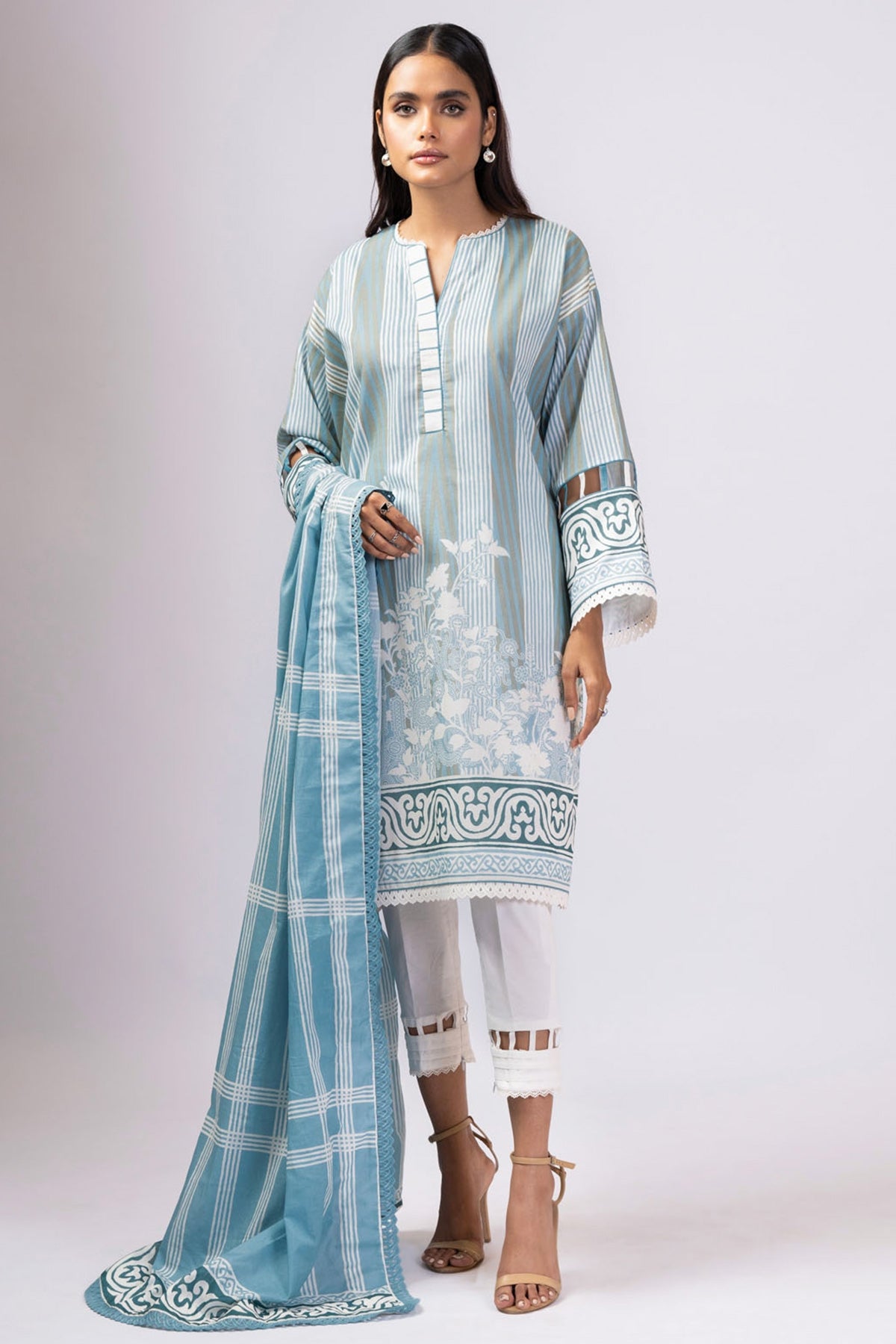 Alkaram Ss 23 22 Light Blue Spring Summer 2022