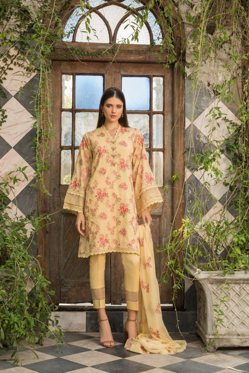 Bareeze Sugar Maple Bnl680 Yellow Dress
