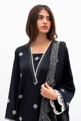 Zellbury Embroidered Shirt Shalwar Dupatta - Jade Black - Lawn Suit Signature Lawn Collection 2024