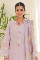 Zellbury Embroidered Shirt Shalwar Dupatta - Lilac - Lawn Suit - 0181 Signature Lawn Collection 2024