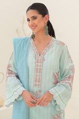 Zellbury Embroidered Shirt Shalwar Dupatta - Opal Blue - Lawn Suit Signature Lawn Collection 2024