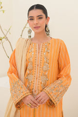 Zellbury Embroidered Shirt Shalwar Dupatta - Ecstasy Orange - Lawn Suit Signature Lawn Collection 2024