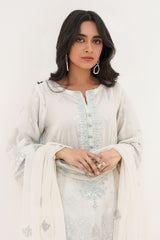 Zellbury Shirt Shalwar Dupatta - Moon White - Lawn Suit - 569 Signature Lawn Collection 2024