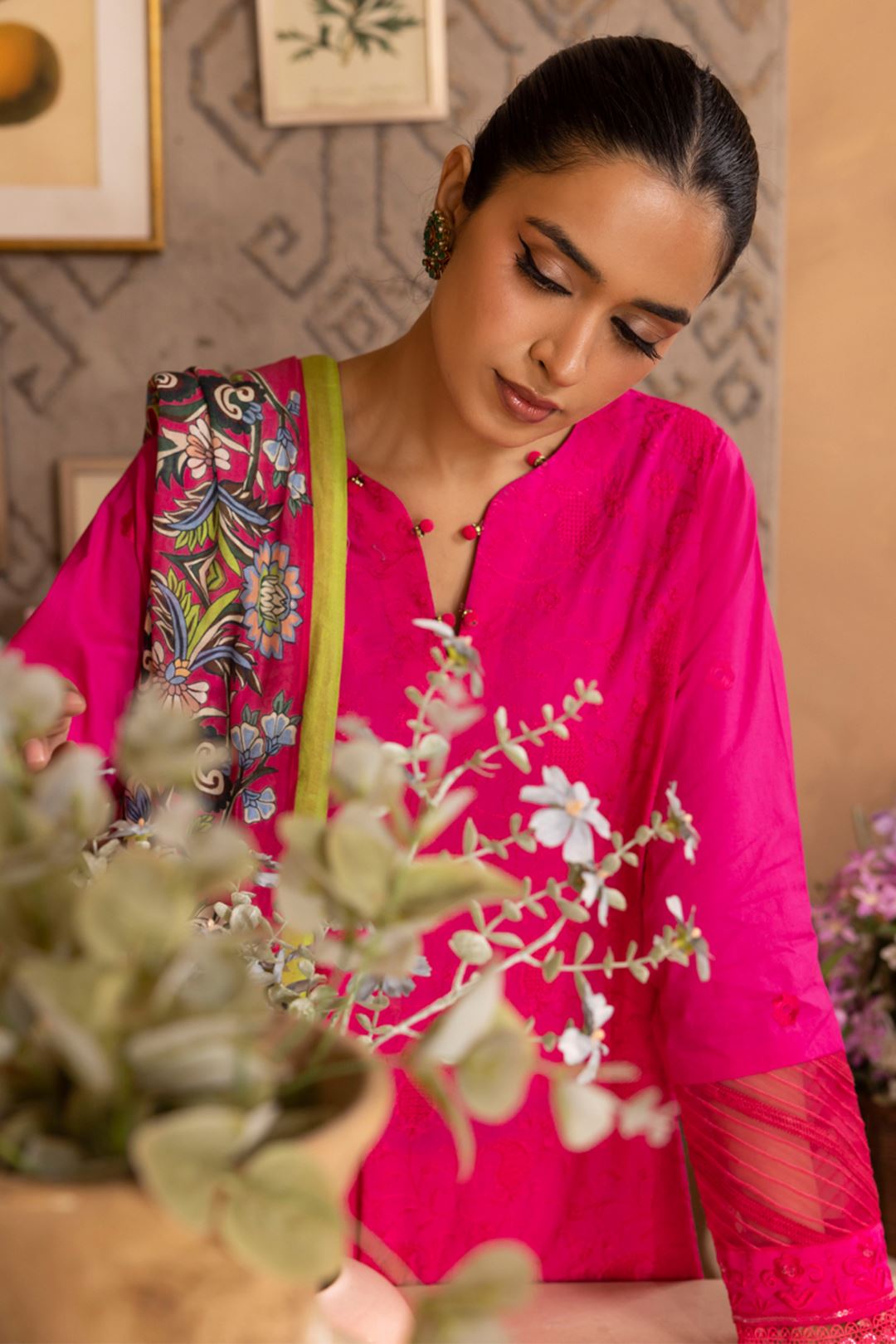 Zellbury Embroidered Shirt Shalwar Dupatta - Magenta - Lawn Suit - 1137 Signature Lawn Collection 2024