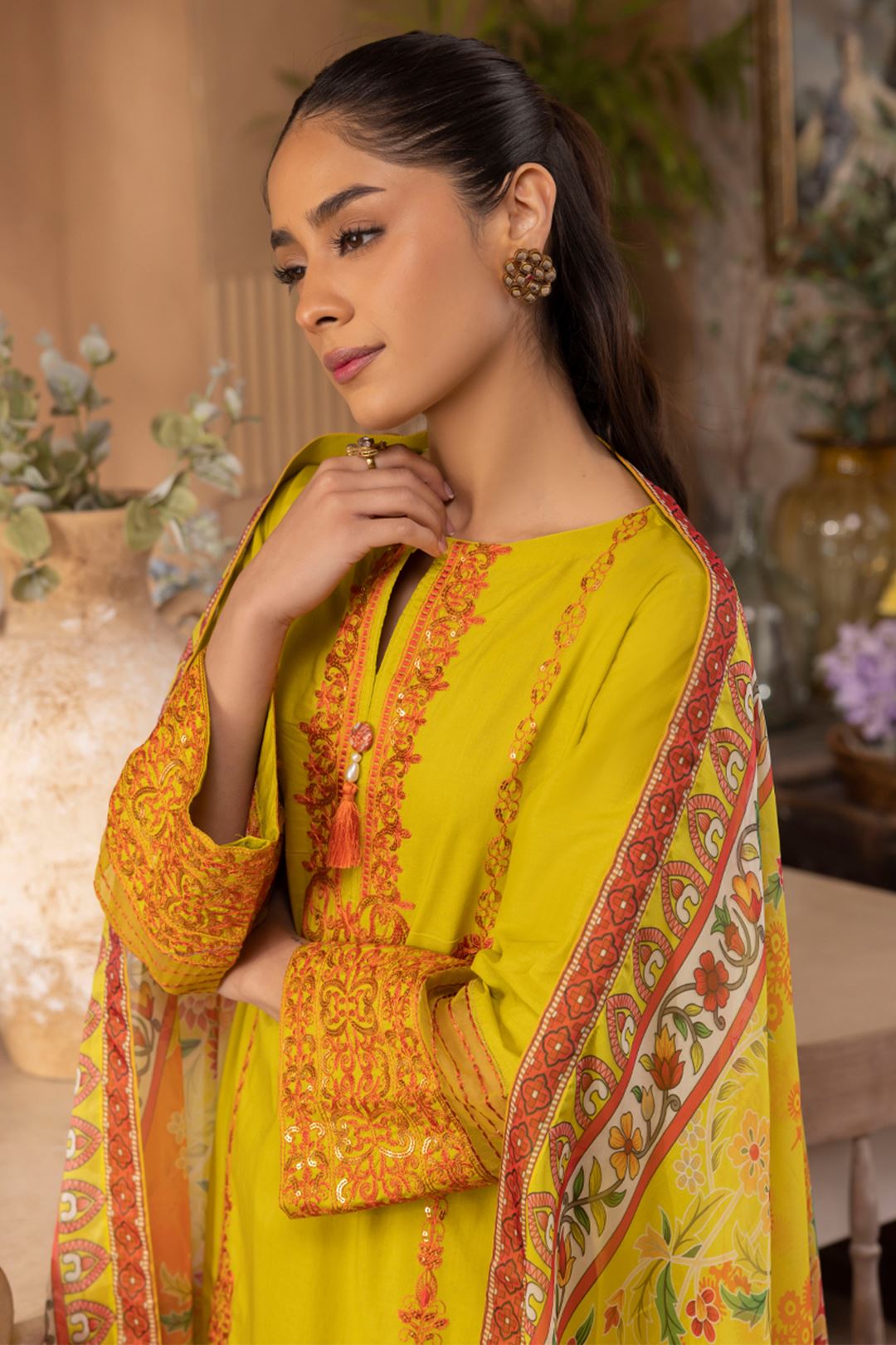 Zellbury Embroidered Shirt Shalwar Dupatta - Yellow - Lawn Suit - 1144 Signature Lawn Collection 2024