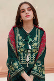 Zellbury Embroidered Shirt Shalwar Dupatta - Green - Khaddar Suit - 0852 Signature Lawn Collection 2024