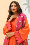 Zellbury Embroidered Shirt Shalwar Dupatta - Orange - Khaddar Suit - 0775 Signature Lawn Collection 2024