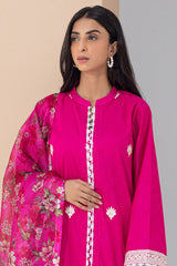 Zellbury Embroidered Shirt Shalwar Dupatta - Pink - Jacquard Suit-0365 Signature Lawn Collection 2024