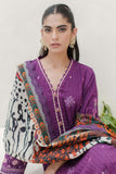 Zellbury Embroidered Shirt Shalwar Dupatta - Purple - Cambric Suit - 0704 Signature Lawn Collection 2024