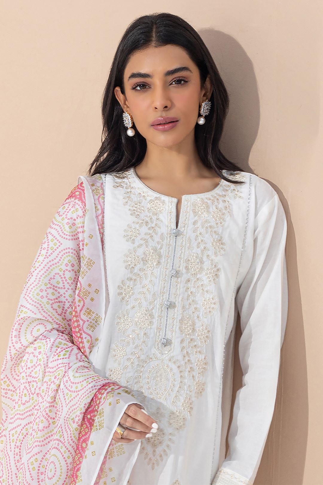 Zellbury Embroidered Shirt Shalwar Dupatta - White - Lawn Suit-0371 Signature Lawn Collection 2024